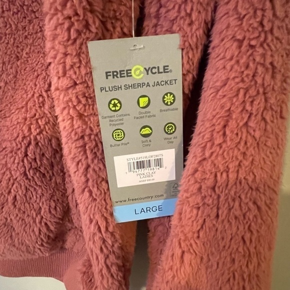 Nwt Free Country size L Sherpa jacket color pink clay - Picture 2 of 8
